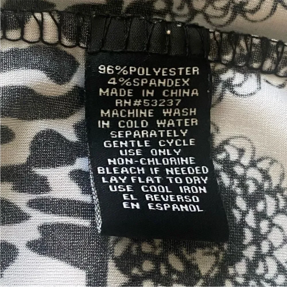 Mlle Gabrielle Black White Multi Print Cap Sleeve Dress Size 2X Stretch - Picture 8 of 8